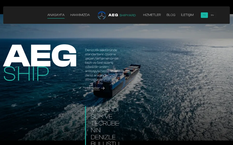 AEG Shipyard web sitesinin ekran görüntüsü