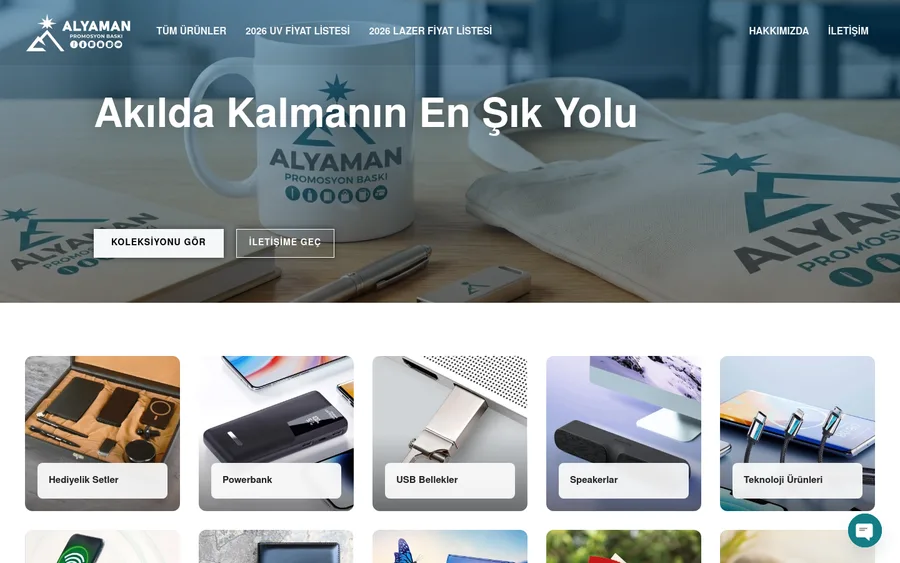 Alyaman Promosyon & Baskı web sitesinin ekran görüntüsü
