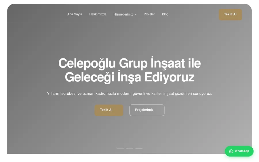 Celepoğlu Grup İnşaat web sitesinin ekran görüntüsü