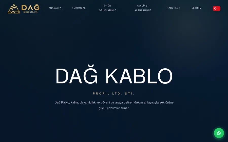 Dağ Kablo web sitesinin ekran görüntüsü