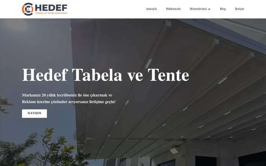 Hedef Tabela Tente Sistemleri web sitesinin ekran görüntüsü
