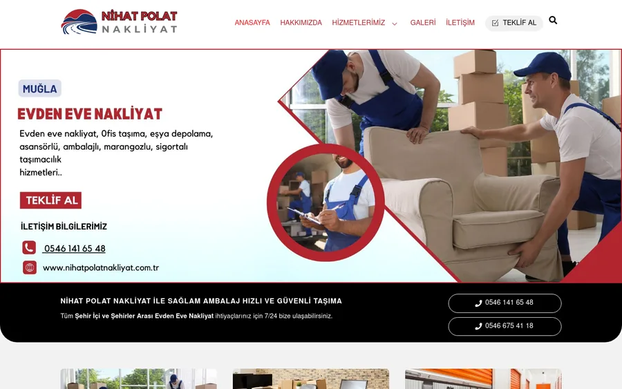 Nihat Polat Nakliyat web sitesinin ekran görüntüsü